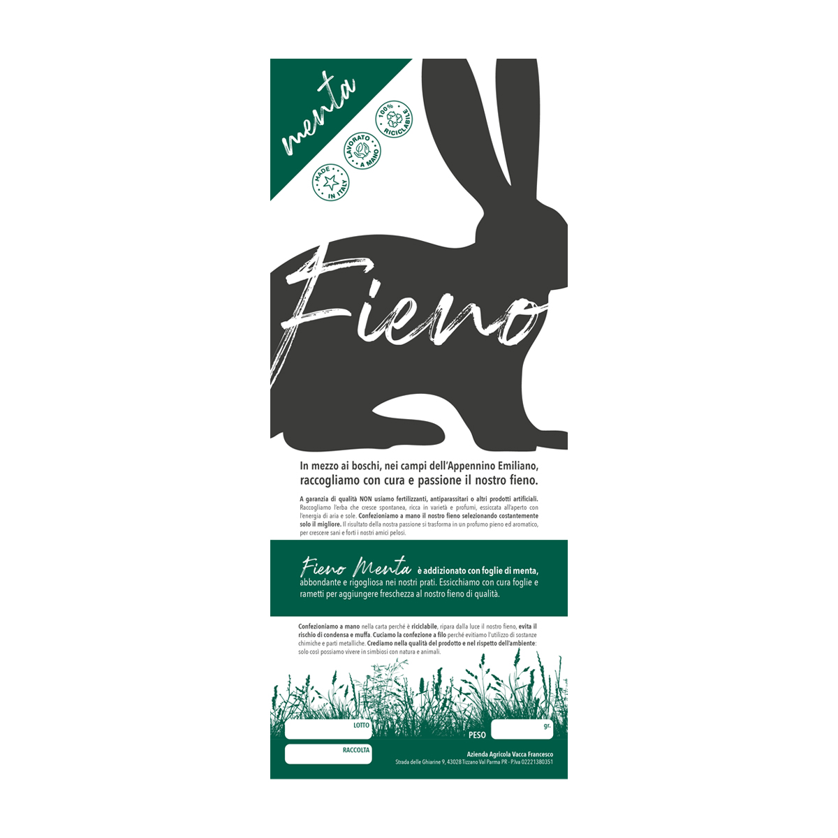 REfieNO, fieno naturale Menta etichetta