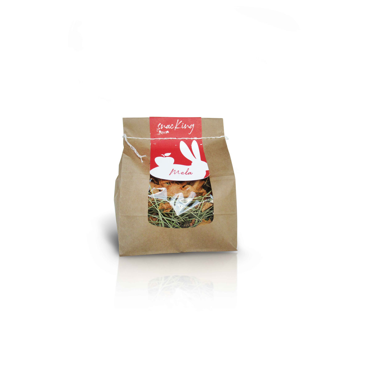 SnacKing by REfieNO. Fieno naturale per piccoli roditori con l'aggiunta di mela essiccata.